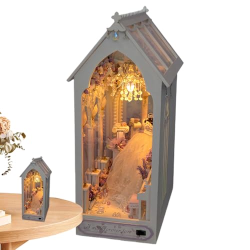 Buch Nook Decor, Miniaturbuch Nook Kit - Miniaturhaus Puzzle Buchenden | 3D -Puzzle -Buchend, kleine Buchseok mit LED -Licht für Bücherregal Buch Nook Decor, Miniaturbuch Nook Kit - Miniaturhaus Puzzle Buchenden | 3D -Puzzle -Buchend, kleine Buchseok mit LED -Licht für Bücherregal von Generic