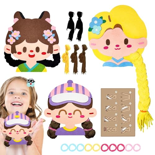 Buch mit geflochtenen Haaren, beschäftigtes Buchflechtspielzeug für Mädchen | Lehrmaterial für beschäftigte Buchhaare – Spielzeug zum Flechten von motorischen Fähigkeiten, Sortierspielzeug von Generic