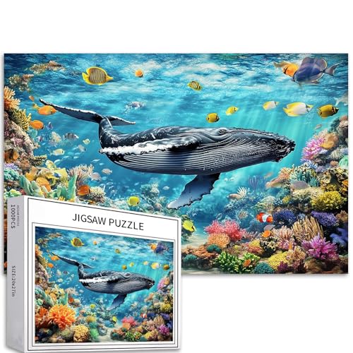 Buckelwal-Puzzle, 1000-teiliges Puzzle für Erwachsene, Ozeanwelt, Kunst-Puzzle, anspruchsvolle Familienaktivitäten, buntes Bastelpuzzle für Heimdekoration, Geschenke, 68 x 50 cm Buckelwal-Puzzle, 1000-teiliges Puzzle für Erwachsene, Ozeanwelt, Kunst-Puzzle, anspruchsvolle Familienaktivitäten, buntes Bastelpuzzle für Heimdekoration, Geschenke, 68 x 50 cm von Generic