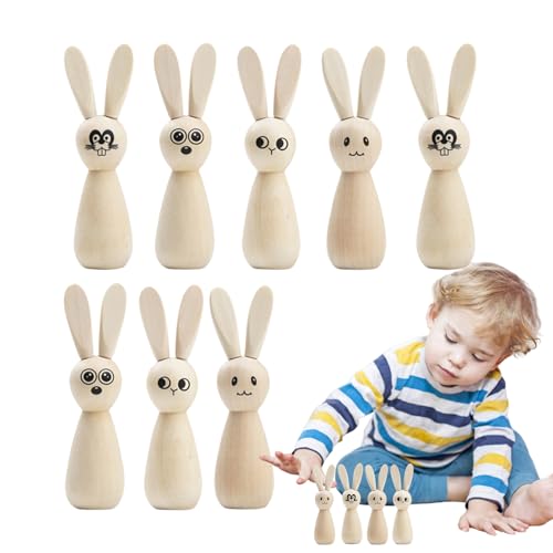 Bunny aus unvollendetem Holz für das Handwerk | Peg-Puppen-Set mit 8 Stück | unvollendete Osterpuppen mit Osterstichen und sanitären Ideen von Hasenstatuen, Blanko-Figuren zum Malen für Kunst Bunny aus unvollendetem Holz für das Handwerk | Peg-Puppen-Set mit 8 Stück | unvollendete Osterpuppen mit Osterstichen und sanitären Ideen von Hasenstatuen, Blanko-Figuren zum Malen für Kunst von Generic