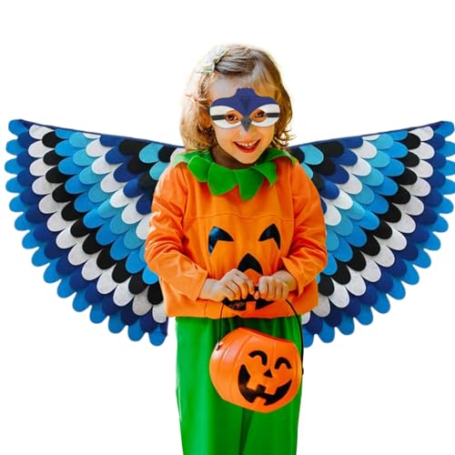 Bunte Pfauen -Cosplay -Flügel, winddichte Kostümflügel für Partys Leistung | Kids Bird Wings - Faltbare Verlaufsfarbkostüm - Kids Halloween Vogelflügel gruselige Vogelflügelkostüm für Kinder von Generic