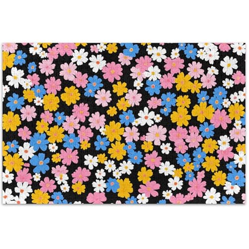 Buntes Puzzle mit Frühlingsblumen, 500 Teile, für Erwachsene, weißer Elefant, einzigartiges Puzzle, Blumenlandschaft, 500 Teile von Generic