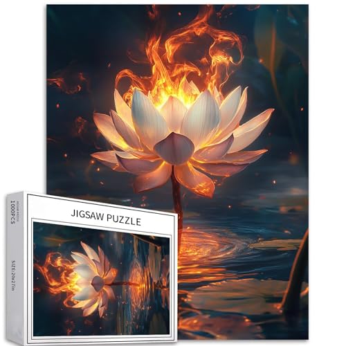 Burning White Lotus 1000 Teile Puzzle für Erwachsene, weiches Wasser, Kunst, Puzzle, bunt, DIY-Puzzles für Heimdekoration, Geschenke, Familienpuzzle, perfekt für Spielabende, 50 x 70 cm Burning White Lotus 1000 Teile Puzzle für Erwachsene, weiches Wasser, Kunst, Puzzle, bunt, DIY-Puzzles für Heimdekoration, Geschenke, Familienpuzzle, perfekt für Spielabende, 50 x 70 cm von Generic