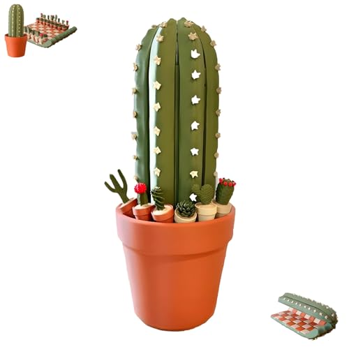 CactiChess, tragbares Rollschachspiel mit 3D-Sukkulentenfiguren, einzigartige Reise- und Geschenkidee, kreatives und rollbares Set for Pflanzenliebhaber(1pcs) von Generic
