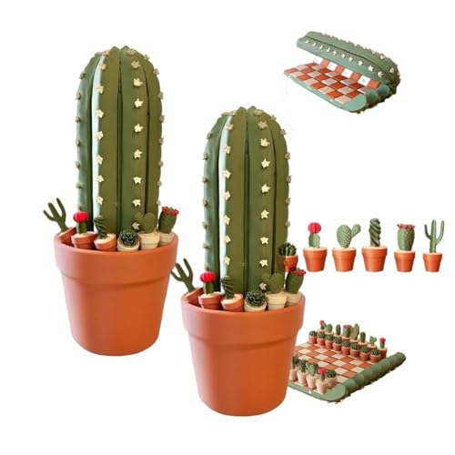 Cactichess, Roll-up-Kaktus-Schach-Set, 3D-gedrucktes Kaktusbrettspiel mit Topfkoffer und freien Magneten, 3D-gedruckte Sukkulentenstücke, einzigartiges saftiges Designgeschenk (2pcs) von Generic