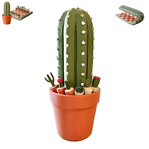 Cactichess – Aufrollbares Kaktus-Schachspiel, tragbares Schachbrett mit Kaktus-Motiven, mit 3D-Sukkulenten-Figuren, einzigartige Reise- und Geschenkidee(1pcs) von Generic