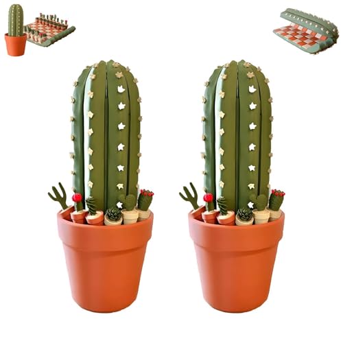 Cactichess – Aufrollbares Kaktus-Schachspiel, tragbares Schachbrett mit Kaktus-Motiven, mit 3D-Sukkulenten-Figuren, einzigartige Reise- und Geschenkidee(2pcs) von Generic