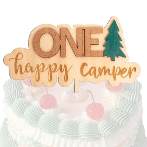 Camping Geburtstag Kuchen Topper,Kuchen Deko für Camping Geburtstag Kuchen Dekoration - Holz Cupcake Topper für Camp Geburtstagspartys, Anniv Camping Geburtstag Kuchen Topper,Kuchen Deko für Camping Geburtstag Kuchen Dekoration - Holz Cupcake Topper für Camp Geburtstagspartys, Anniv von Generic