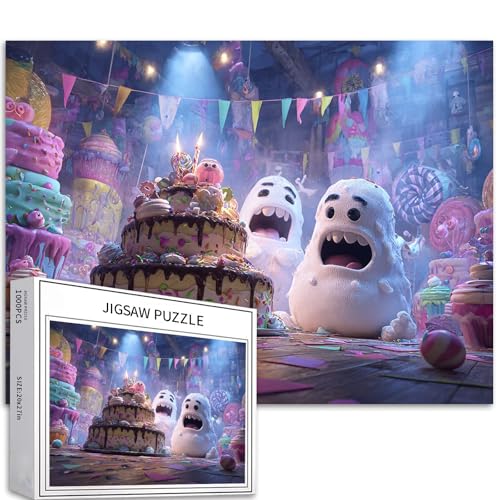 Candy Party 1000 Teile Puzzle für Erwachsene, humorvolles Halloween-Stil, Kunst-Puzzle, herausfordernde Familienaktivitäten, buntes Bastelpuzzle für Heimdekoration, Geschenke, 68 x 50 cm von Generic
