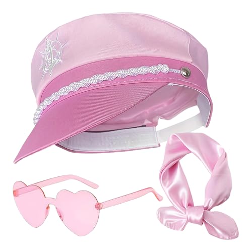 Captain Hat – Sailor Hut – Ship Captain Hats Kostüm Set | Yacht Sailor Hats With Sonnenbrillen & Schal | Cosplay Dress Up Accessoires für Frauen Themed Party Outfit – Yacht Dress Up Set für Damen von Generic