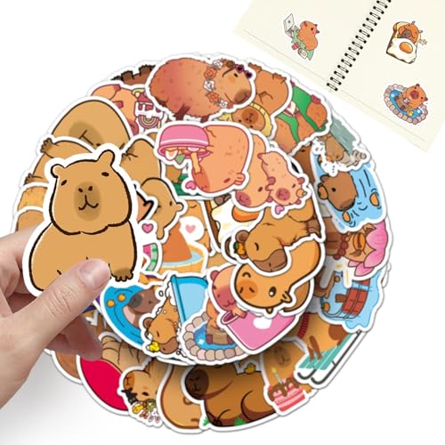 Capybara-Aufkleber – Wasserfestes Cartoon-Capybara-Aufkleber-Set, Kawaiis-Tier-Aufkleber-Set |Vinyl-Aufkleber für Laptoptaschen, Reiseflaschen-Dekoration, Niedliche Tier-Etiketten, Lustige Schreibware von Generic