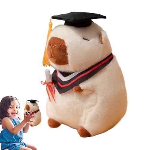 Capybara Plüsch - Stofftiere | Mangelndes Abschluss Cap Capybara Puppe | Süße Capybara -Puppe | Umarme Plüsch -Abschluss -Capybara -Kissenspielzeug | Weiches tierschlafendes Umarmungskissen für Tablet von Generic
