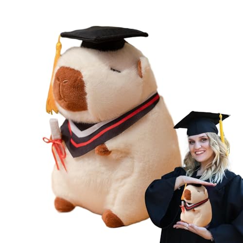 Capybara Plüsch mit schwarzem Grad Hut - Weiches Capybara -Spielzeug, Capybara Plüschpuppe | Kissen für Kinder und Erwachsene, weiches und Komfortables Tier, Decoraz umarmt von Generic