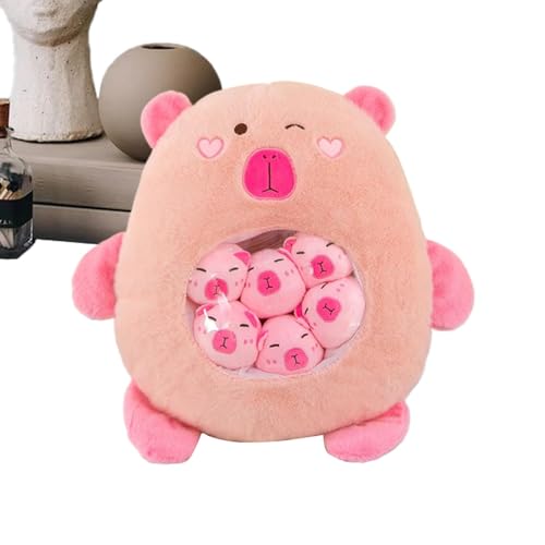 Capybara Plüschkissen, niedliches Capybara-Plüschspielzeug aus Plüsch | mit 6 kleinen Capybara-Plüschpuppen, weiches Lendenwirbelstützkissen für die Dekoration des Sofas, Dekoration Capybara Plüschkissen, niedliches Capybara-Plüschspielzeug aus Plüsch | mit 6 kleinen Capybara-Plüschpuppen, weiches Lendenwirbelstützkissen für die Dekoration des Sofas, Dekoration von Generic