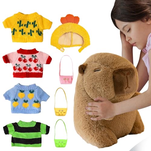 Capybara Plüschtier Capybara | Spielzeug für Kinder, Plüsch, realistisches Kissen mit Kleiderzubehör für Zuhause, Geschenke, Partys für Erwachsene und Babys von Generic