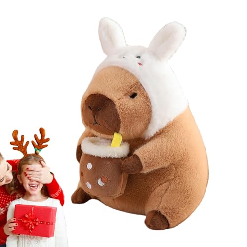 Capybara Plüschtier - Cute Capybara Plüschkissen - Abnehmbare Kopfbedeckung, niedliches Capybara Plüschtier Spielzeug für Erwachsene und Mädchen, weiche Tiere von Generic
