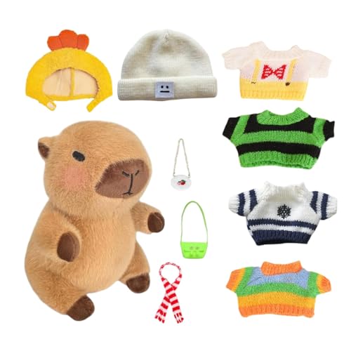 Capybara-Plüschtier mit Kleidung, Capybara-Plüschtier, Plüschtier für Tiere, Capybara-Spielzeug | Capybara-Plüschkissen mit 10 Kleidungsstücken und Zubehör für zu Hause, weich, Bett, Kan Capybara-Plüschtier mit Kleidung, Capybara-Plüschtier, Plüschtier für Tiere, Capybara-Spielzeug | Capybara-Plüschkissen mit 10 Kleidungsstücken und Zubehör für zu Hause, weich, Bett, Kan von Generic
