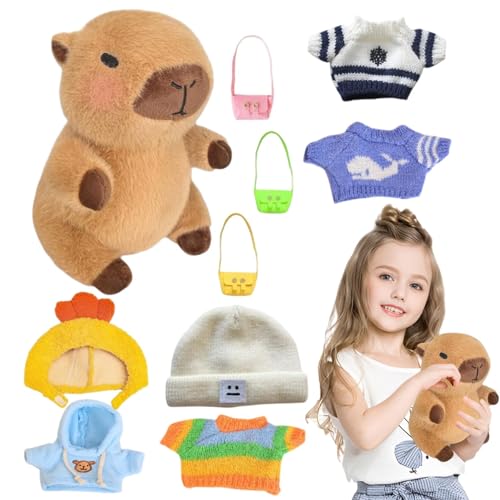 Capybara Plüschtier mit Outfit - Plüschtier Capybamba, Capybarra Plüsch | 9.06in Capybaba Plushey Set, weiches Capybara, abnehmbar CLURBARRA DIFS geschlossen, Plush-Kleber Capybara Plüschtier mit Outfit - Plüschtier Capybamba, Capybarra Plüsch | 9.06in Capybaba Plushey Set, weiches Capybara, abnehmbar CLURBARRA DIFS geschlossen, Plush-Kleber von Generic