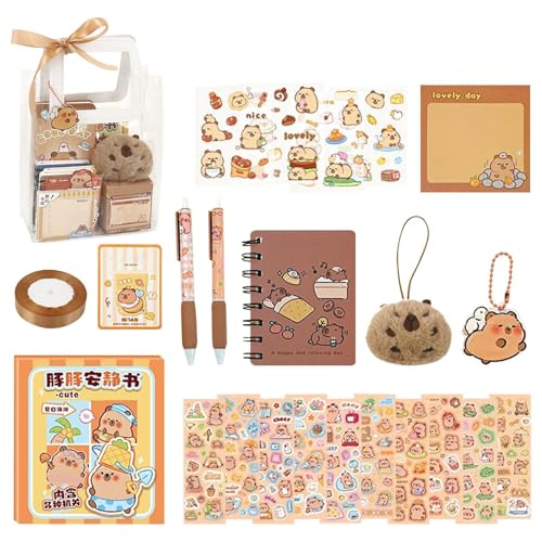 Capybara-Schulbedarf, Schreibwaren-Set | Capybara Plüsch-Schreibwaren-Set | Bürodekoration, Schulzubehör für Rucksack, Notizblock Capybara-Schulbedarf, Schreibwaren-Set | Capybara Plüsch-Schreibwaren-Set | Bürodekoration, Schulzubehör für Rucksack, Notizblock von Generic