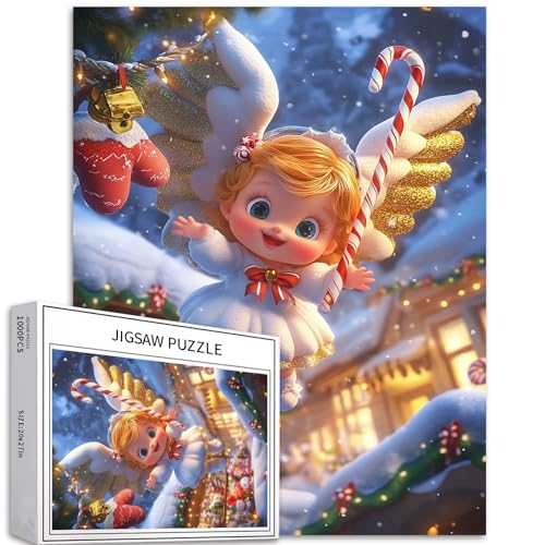 Cartoon Candy Angel 1000 Teile Puzzle für Erwachsene, Weihnachtsspielzeug Geschäft, Kunst-Puzzle, herausfordernde Familienaktivitätsspiele, buntes DIY-Bastelpuzzle für Heimdekoration, Geschenke, 50,8 von Generic