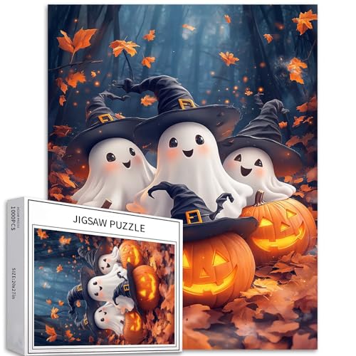 Cartoon-Geister-Gruppen-Puzzle, 1000-teiliges Puzzle für Erwachsene, Zauberer-Hut, Verkleidung, Kunst-Puzzle, buntes DIY-Puzzle, für Heimdekoration, Geschenke, Familienpuzzle, perfekt für Spielabende Cartoon-Geister-Gruppen-Puzzle, 1000-teiliges Puzzle für Erwachsene, Zauberer-Hut, Verkleidung, Kunst-Puzzle, buntes DIY-Puzzle, für Heimdekoration, Geschenke, Familienpuzzle, perfekt für Spielabende von Generic