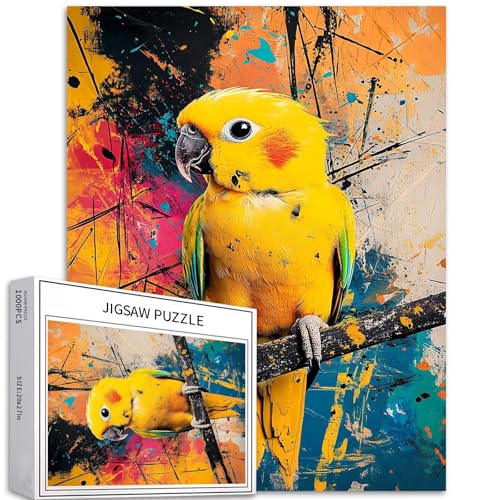 Cartoon Gelber Papagei, 1000 Teile Puzzle für Erwachsene, Graffiti-Spritzer, Kunst-Puzzle, herausfordernde Familienaktivitäten, buntes DIY-Bastelpuzzle für Heimdekoration, Geschenke, 50 × 70 cm Cartoon Gelber Papagei, 1000 Teile Puzzle für Erwachsene, Graffiti-Spritzer, Kunst-Puzzle, herausfordernde Familienaktivitäten, buntes DIY-Bastelpuzzle für Heimdekoration, Geschenke, 50 × 70 cm von Generic