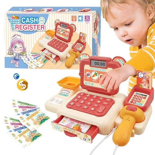 Cartoon -Registrierkasse - Toy Box Box mit Sound und Hell Sound Scan | Wachen Spielzeug, lustiger Auftrieb, Ausstellung von Kinderknöpfen, Geburtstagsgeschenk für bis zudas Vergnügen der Eltern-Kind-I von Generic