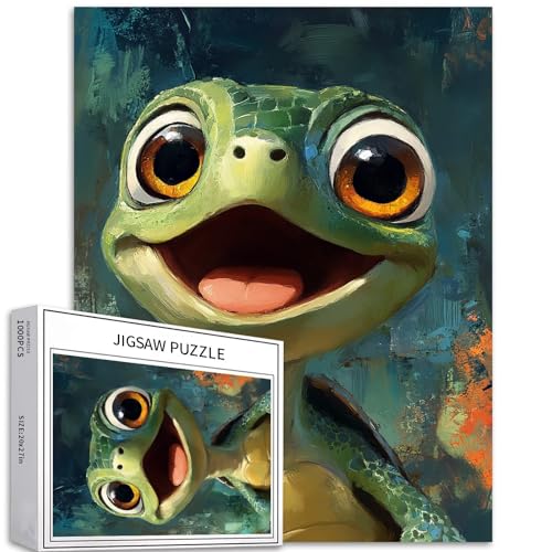 Cartoon-Schildkröte, 1000-teiliges Puzzle für Erwachsene, Ölgemälde-Stil, Kunst-Puzzle, anspruchsvolle Familienaktivitäten, buntes Bastelpuzzle für Heimdekoration, Geschenke, 50,8 x 68,9 cm Cartoon-Schildkröte, 1000-teiliges Puzzle für Erwachsene, Ölgemälde-Stil, Kunst-Puzzle, anspruchsvolle Familienaktivitäten, buntes Bastelpuzzle für Heimdekoration, Geschenke, 50,8 x 68,9 cm von Generic