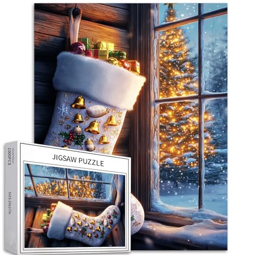 Cartoon-Weihnachtsstrümpfe, 1000-teiliges Puzzle für Erwachsene, Weihnachtsbaum-Hintergrund, Kunst-Puzzle, anspruchsvolle Familienaktivitäten, buntes Bastelpuzzle für Heimdekoration, Geschenke, 50 x Cartoon-Weihnachtsstrümpfe, 1000-teiliges Puzzle für Erwachsene, Weihnachtsbaum-Hintergrund, Kunst-Puzzle, anspruchsvolle Familienaktivitäten, buntes Bastelpuzzle für Heimdekoration, Geschenke, 50 x von Generic
