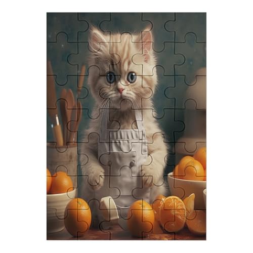 Cat with Cake Puzzle 35 - Erwachsenenpuzzle Mit - Geschicklichkeitsspiel Für Die Ganze Familie - Ideal Als Holzpuzzle von Generic