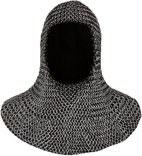 Chainmail Coif, MS Iron Steel U-Neck Chain Mail Hood, Medieval Templar Crusader Reenactment Armor Costume, Black Chainmail Coif, MS Iron Steel U-Neck Chain Mail Hood, Medieval Templar Crusader Reenactment Armor Costume, Black von Generic