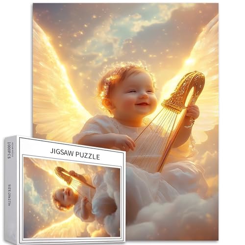Cherubic Baby-Engel-Puzzle, 1000 Teile, Puzzle für Erwachsene, die unter den Wolken schweben, Kunst-Puzzle, herausfordernde Familienaktivitäten, buntes Bastelpuzzle für Heimdekoration, Geschenke, 50,8 Cherubic Baby-Engel-Puzzle, 1000 Teile, Puzzle für Erwachsene, die unter den Wolken schweben, Kunst-Puzzle, herausfordernde Familienaktivitäten, buntes Bastelpuzzle für Heimdekoration, Geschenke, 50,8 von Generic