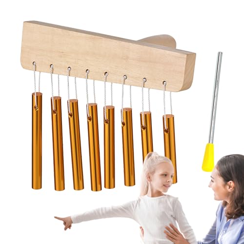 Chimes Instrument - Birkenbasis, Stabglocken, Windspiel-Set | 8-Noten-Aluminiumrohr mit Schlägel, Schlag-Musikinstrument und Klangtherapie Für Erwachsene, Don von Generic