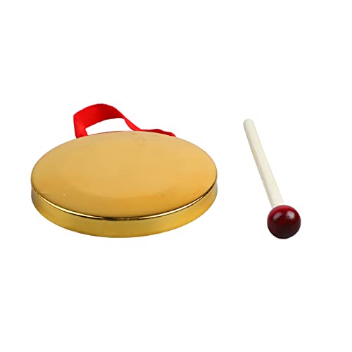 Chinesische Hand Gong Mini Tragbares Percussion Instrument für Traditionelle Musik Im Freien, Massives Holz Im Freien (12 cm) von Generic