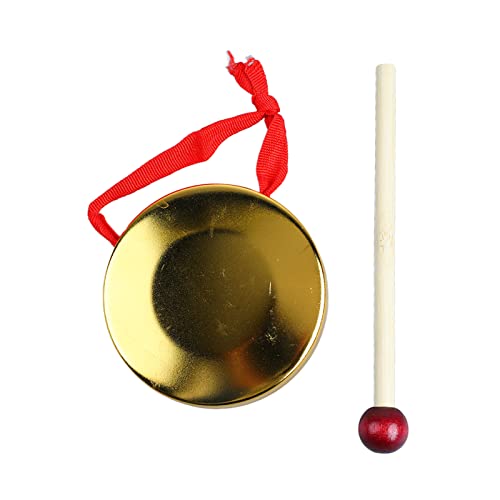 Chinesische Hand Gong Mini Tragbares Percussion Instrument für Traditionelle Musik Im Freien, Massives Holz Im Freien (9cm) von Generic