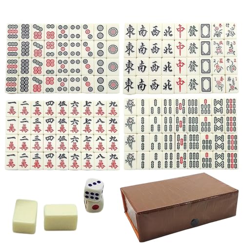 Chinesische Mahjong -Spielset - Mini Tragbares Majiang -Set Mit 144 Kacheln Für Reisen | Kompaktes Mah Jong -Spiel Mit 2 Zusätzlichen Fliesen Und Würfel Für Erwachsene | Traditionelles Brettspiel Für Chinesische Mahjong -Spielset - Mini Tragbares Majiang -Set Mit 144 Kacheln Für Reisen | Kompaktes Mah Jong -Spiel Mit 2 Zusätzlichen Fliesen Und Würfel Für Erwachsene | Traditionelles Brettspiel Für von Generic