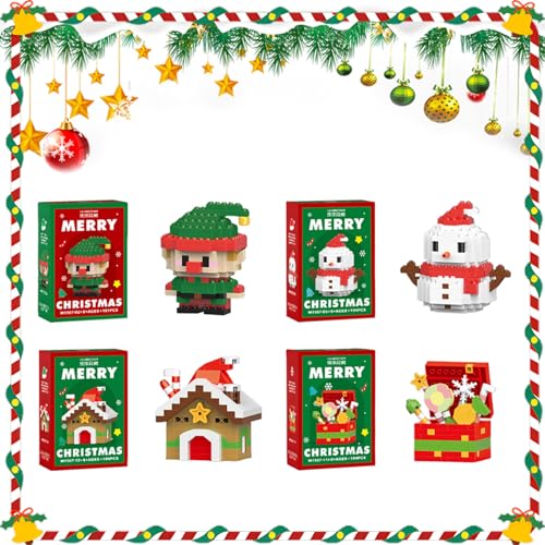 Christmas Design Building Blocks Set, 4PCS Puzzle Assembling Bricks Animal Figures Building Blocks Set, Mini Buildings Figures Ornaments,DIY Christmas Stocking Stuffers for Kids Party Favors von Generic