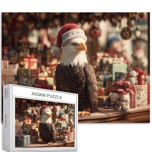 Christmas Eagle Puzzle für Erwachsene, Weihnachtsmarkt, Kunst-Puzzle, bunt, DIY-Puzzle, Heimdekoration, Geschenke, Familienpuzzle, perfekt für Spieleabende, 70 × 50 cm, 1000 Teile von Generic