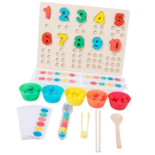 Clip-Perlen-Spiel, Reagenzglas-Spielzeug, Regenbogenkugeln in Tassen, Holz-Steckbrettspiel für Kinder von Generic