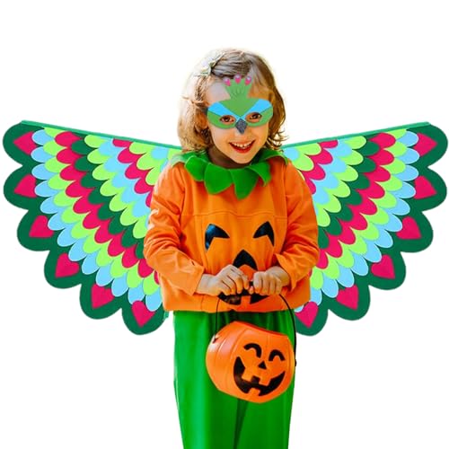 Color Wings Kostüm für Kinder, fantasievolles Rollenspiel, hypoallergene Federkonstruktion, bequeme Schultergurte, lebendige Flügel für Halloween-Party, Wetter von Generic