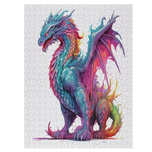 Colorful Dragon - 1000 Teile Puzzle – - Hochauflösendes - Gelegenheitsspiel – 1000 Teile Holzpuzzle 500 PCS von Generic