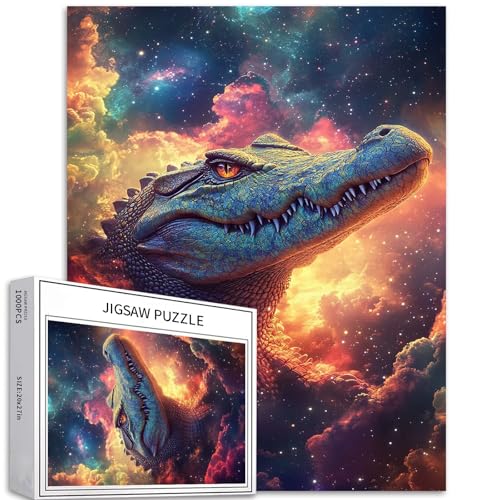 Cosmic Crocodile Puzzle für Erwachsene, Fantasy-Realismus, Kunst-Puzzle, herausfordernde Familienaktivitäten, buntes Bastelpuzzle für Heimdekoration, Geschenke, 50 x 70 cm, 1000 Teile Cosmic Crocodile Puzzle für Erwachsene, Fantasy-Realismus, Kunst-Puzzle, herausfordernde Familienaktivitäten, buntes Bastelpuzzle für Heimdekoration, Geschenke, 50 x 70 cm, 1000 Teile von Generic
