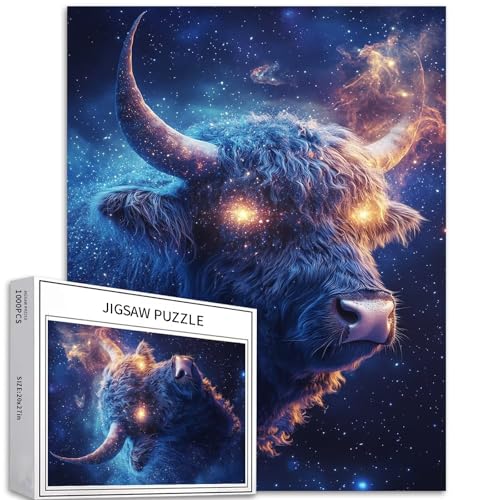 Cosmic Highland Cattle Puzzle für Erwachsene, Galaxie-Hintergrundkunst-Puzzle, herausfordernde Familienaktivitäten, buntes Bastelpuzzle für Heimdekoration, Geschenke, 50 x 70 cm, 1000 Teile Cosmic Highland Cattle Puzzle für Erwachsene, Galaxie-Hintergrundkunst-Puzzle, herausfordernde Familienaktivitäten, buntes Bastelpuzzle für Heimdekoration, Geschenke, 50 x 70 cm, 1000 Teile von Generic