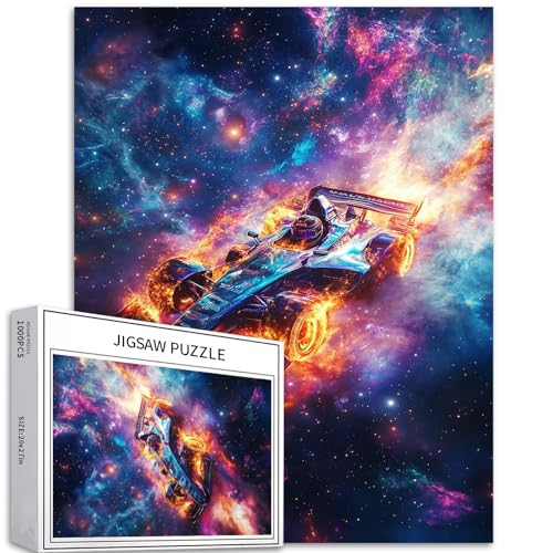 Cosmic Racing Driver Puzzle für Erwachsene, 1000 Teile, Nebel, Hintergrund, Kunst, Puzzle, herausfordernde Familienaktivitäten, buntes Bastelpuzzle für Heimdekoration, Geschenke, 50 x 70 cm von Generic