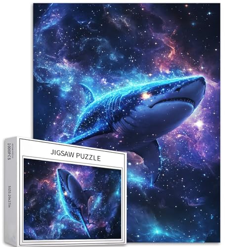 Cosmic Shark Puzzle für Erwachsene, Weltraum, Hintergrund, Kunst, Puzzle, bunt, DIY-Puzzle, Heimdekoration, Geschenke, Familienpuzzle, perfekt für Spieleabende, 50,8 x 68,6 cm, 1000 Teile Cosmic Shark Puzzle für Erwachsene, Weltraum, Hintergrund, Kunst, Puzzle, bunt, DIY-Puzzle, Heimdekoration, Geschenke, Familienpuzzle, perfekt für Spieleabende, 50,8 x 68,6 cm, 1000 Teile von Generic