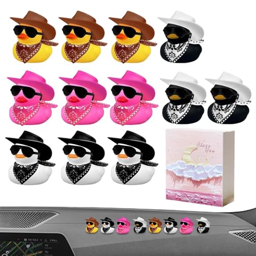 Cowboy-Gummiente, Cowboy-Gummiente, gelbe Ente, Gummiente mit und Schal, lustiges Badewannenspielzeug, gelbe Ente für Pool, Haus, f von Generic