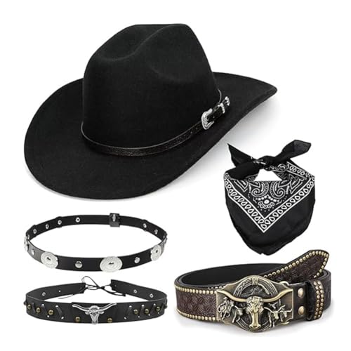 Cowboy Outfit Zubehör Set mit Gürtel und Hut for Männer for Western, Halloween, Cowboy Party und Cosplay Cowboy Outfit Zubehör Set mit Gürtel und Hut for Männer for Western, Halloween, Cowboy Party und Cosplay von Generic