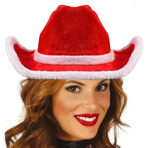 Cowboyhut Weihnachten Cowboyhut | Western Hut mit weißem Rand - Uni Cowboyhut für Weihnachten Kostüm Zubehör für Kostümpartys Cowboyhut Weihnachten Cowboyhut | Western Hut mit weißem Rand - Uni Cowboyhut für Weihnachten Kostüm Zubehör für Kostümpartys von Generic