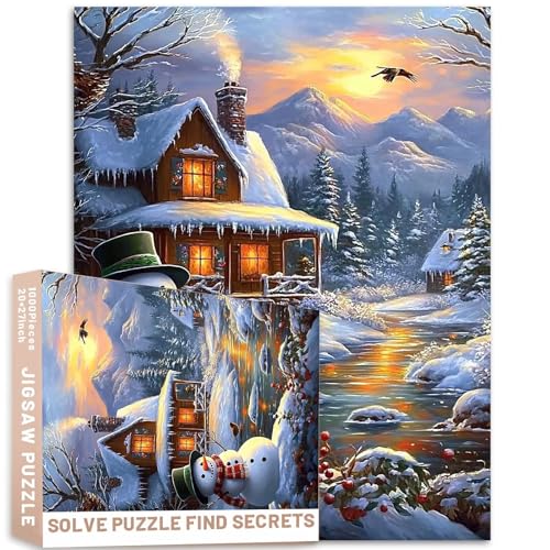 Cozy Cottage Schneemann Bach 1000-teiliges Puzzle für Erwachsene, Weihnachtslandschaft, Berge, Bäume, 68,6 x 50,8 cm, bunt, DIY-Puzzles für Heimdekoration, Geschenke, Familienpuzzle, perfekt für Cozy Cottage Schneemann Bach 1000-teiliges Puzzle für Erwachsene, Weihnachtslandschaft, Berge, Bäume, 68,6 x 50,8 cm, bunt, DIY-Puzzles für Heimdekoration, Geschenke, Familienpuzzle, perfekt für von Generic