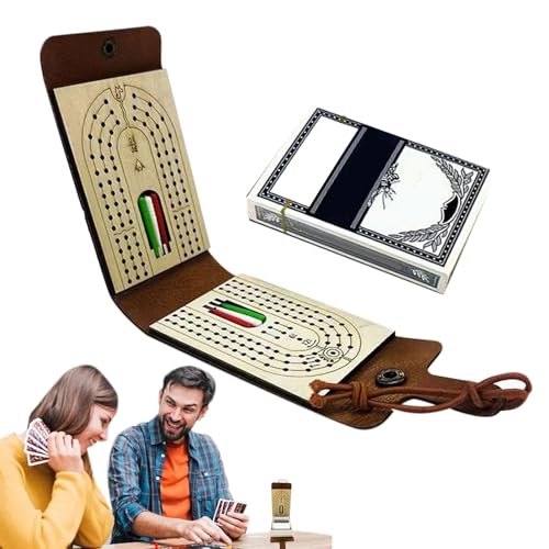 Cribbage Faltbares Cribbage Brettspiele-Set - Cribbage Cribbage Board | Kunstleder-Etui, klassisches Cribbage-Spiel mit Kartenspiel und 6 Sprossen für Spieleabend, Reise Cribbage Faltbares Cribbage Brettspiele-Set - Cribbage Cribbage Board | Kunstleder-Etui, klassisches Cribbage-Spiel mit Kartenspiel und 6 Sprossen für Spieleabend, Reise von Generic